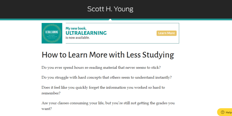 Read more about the article Scott H. Young – Learn More-Study Less
