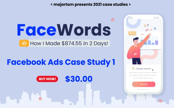 You are currently viewing FaceWords – Case Study – How I Made $874.55 in 2 Days With Facebook Ads