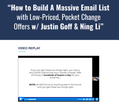 Read more about the article Justin Goff – How To Build A Massive Email List With Low-Priced ‘Pocket Change’ Offers Download