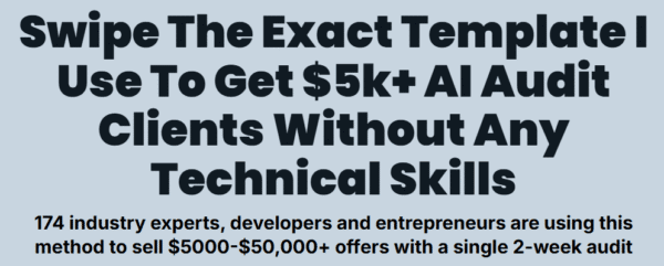 Read more about the article The AI Audit – The Exact Template I Use To Get $5k+ AI Audit Clients Without Any Technical Skills Download